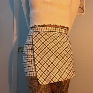 White Plaid Short Skort